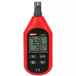 Mini Temperature and Humidity Meter Unit UT333 — portable thermo-hygrometer for temperature and relative humidity measurement
