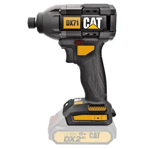 Impact driver CAT DX71B 18V Li‑Ion, 1/4" chuck, 3200 RPM, battery-powered, Yellow/Black