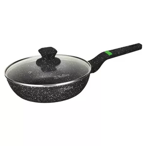 Frying pan BOLLIRE BR-1009 with marble coating and glass lid, Ø 24 cm