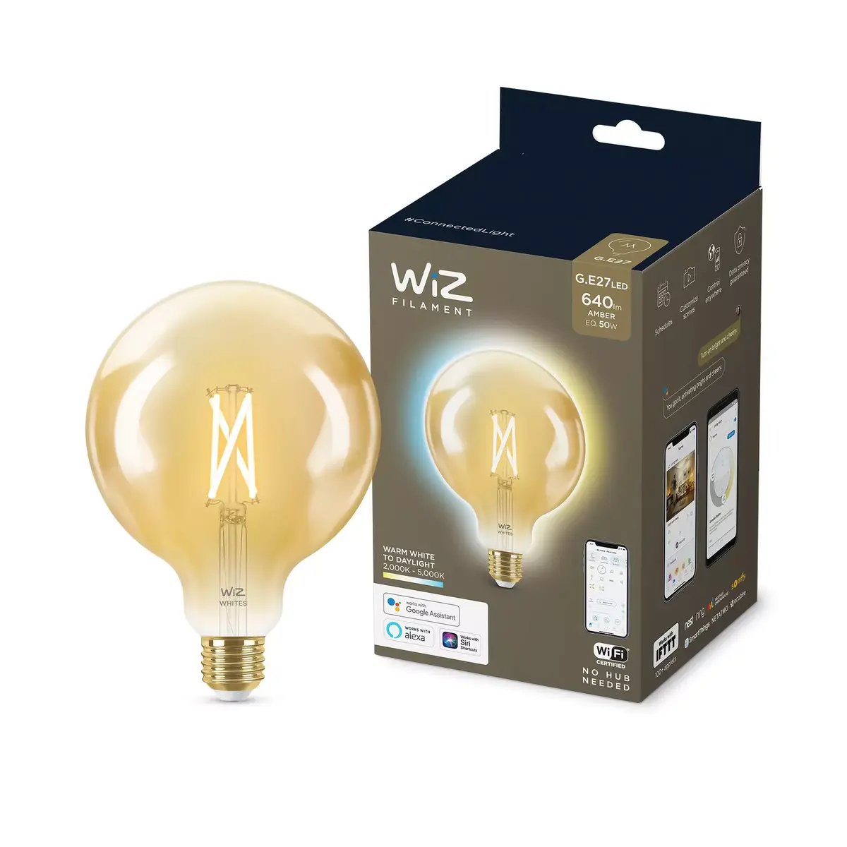 Умная лампочка WiZ Filament Bulb Amber 50 W G125 E27 Photo 3