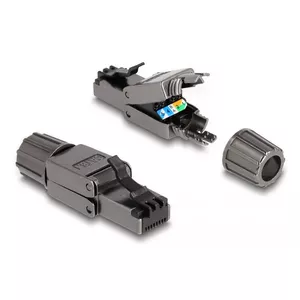 Network Cable DeLOCK RJ45 plug Cat.8.1 STP toolfree Black
