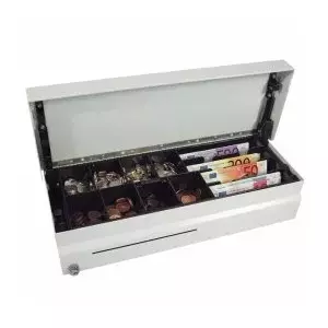 Cash drawer APG 490 Flip Lid model 490MOD03-0086, anthracite finish, flip-top lid