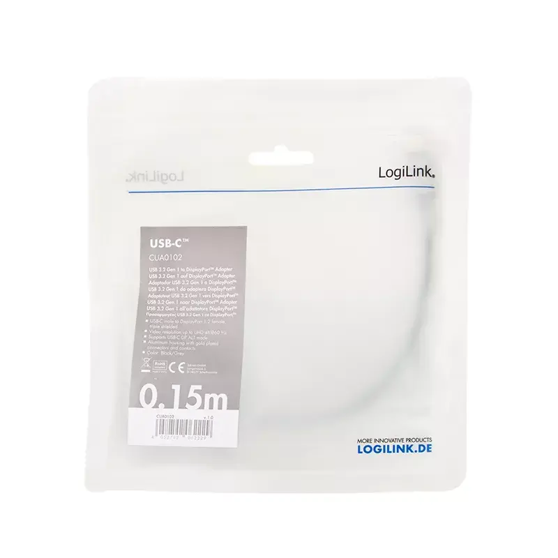 LogiLink CUA0102 USB 3.2 Gen1 Type-C uz DisplayPort kabelis Photo 3