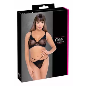 Komplekts cottelli collection — krūšturis un Rio stringi 22140241051, elastīgs powernet, izšuvumi, zelta gredzeni, regulējamas lencītes