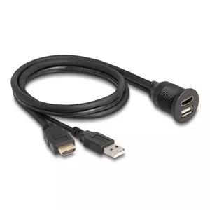 Кабель DeLOCK HDMI-A male и USB 2.0 Type-A male к HDMI-A female и USB 2.0 Type-A female водонепроницаемый 1 м