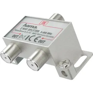 Kabeļu sadalītājs HAMA Classic Line 2‑veidu — 2 izejas koaksiālajiem TV/antenas kabeļiem