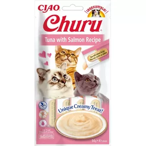 Лакомство для кошек INABA Churu Тунец с лососем паста 4×14 г без глютена, гипоаллергенно, для взрослых