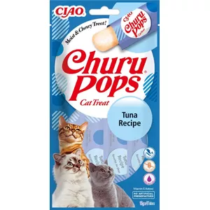 Лакомство для кошек INABA CIAO Churu Pops Tuna Recipe, 15 г, для взрослых, без глютена