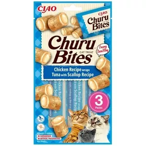 Cat treats INABA Churu Bites EU722 — tuna with scallops, 3×10 g snack portions
