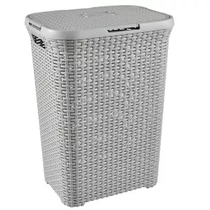 Veļas kaste Curver Style 60L, plastmasas veļas grozs 44,8×34,1×61,5 cm, gaiši pelēks