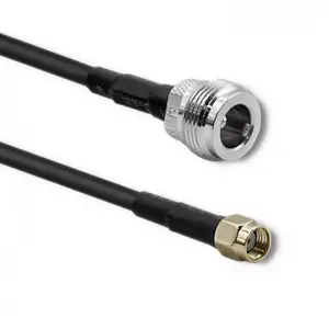 Coaxial cable QOLTEC 57030 RG-58 1 m with N-type to RP-SMA connectors, black