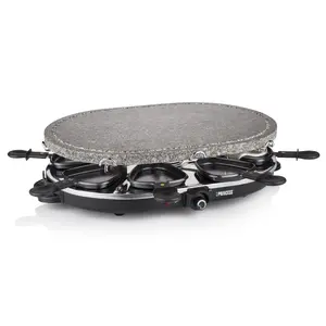 Princess 162720 Raklete 8 ovāls akmens grila ballīte 1200 W melna ar regulējamu termostatu un 8 pannām