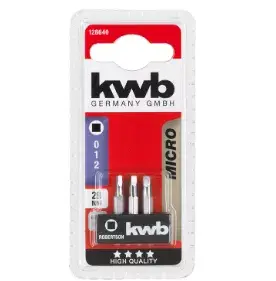 Screwdriver bit set KWB 128640 — 3 pcs, Robertson tips, 28 mm length