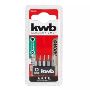 KWB uzgaļu komplekts 128240 — 5 gab. Torx T3 T4 T5 T6 T8, 28 mm