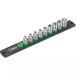 Socket set Wera Zyklop A 1/4" black/green, 9 pieces