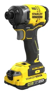 Impact driver STANLEY SFMCF820D2K 18V 2Ah, 1/4" chuck, 1300–2900 RPM, pistol handle, yellow/black