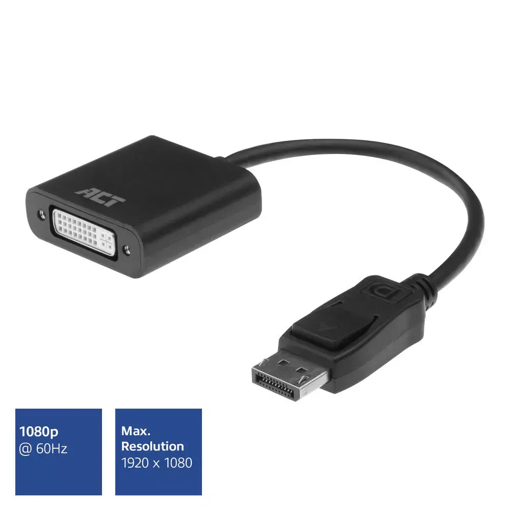 DisplayPort vīriešu uz DVI sieviešu adapteris ACT AC7510 Photo 2
