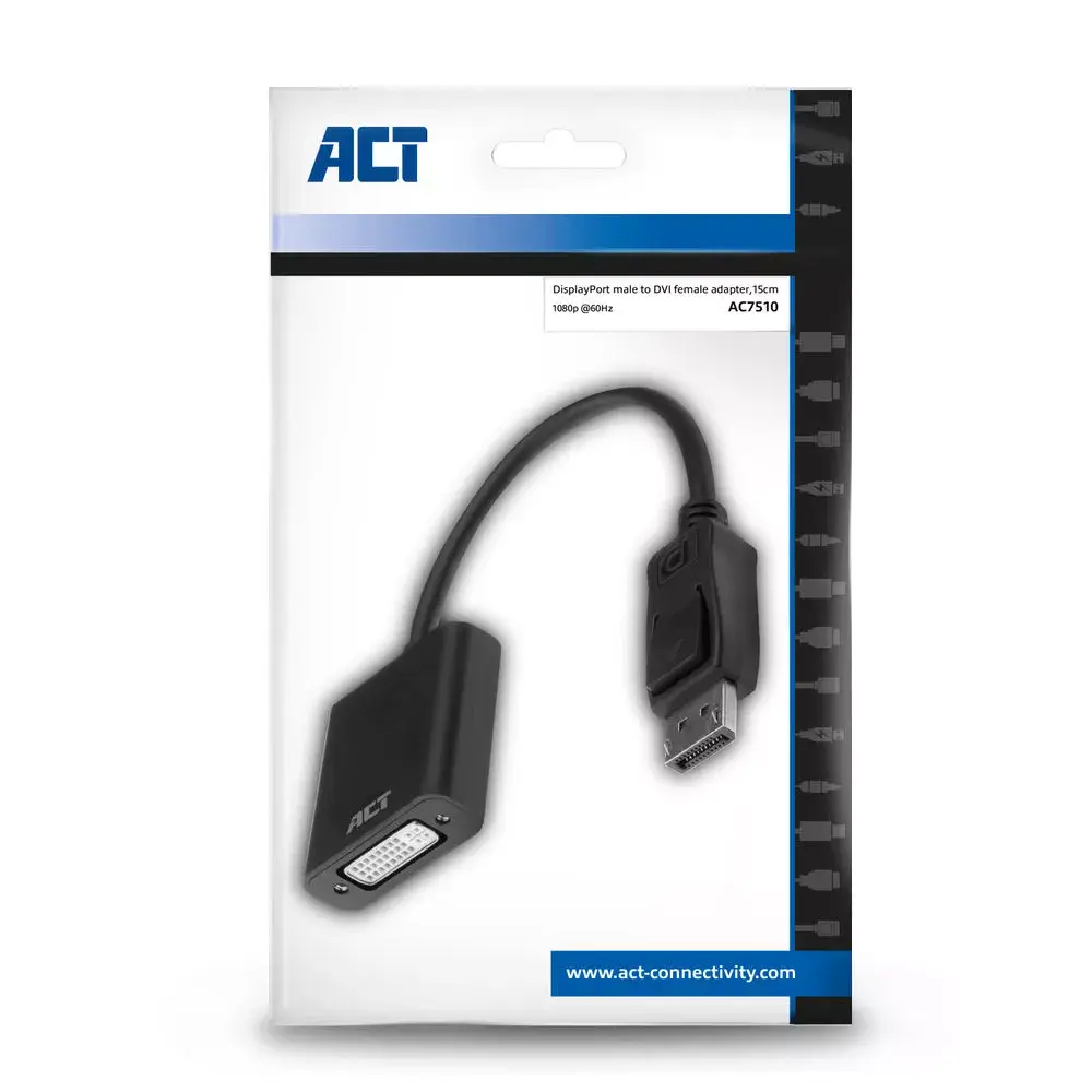 DisplayPort vīriešu uz DVI sieviešu adapteris ACT AC7510 Photo 4