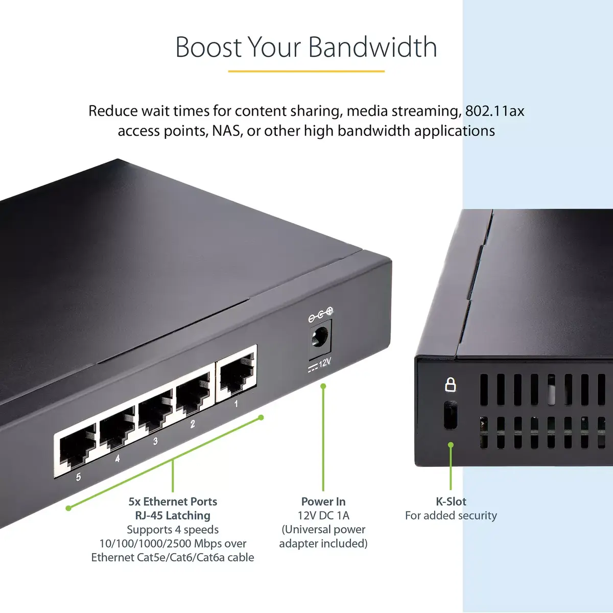 Neadministrēts slēdzis StarTech.com 2.5G 5 portu Photo 12
