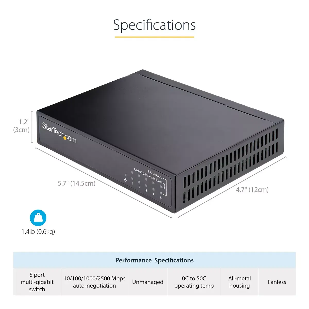 Neadministrēts slēdzis StarTech.com 2.5G 5 portu Photo 14