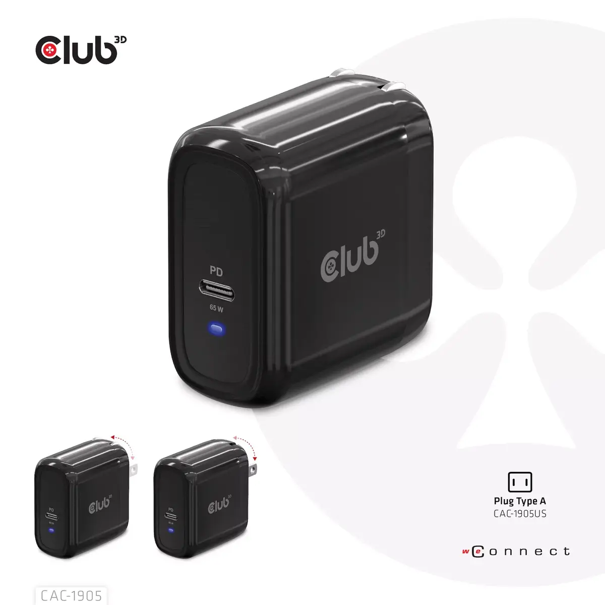CLUB3D CAC-1905EU 65W GaN USB-C lādētājs Photo 8
