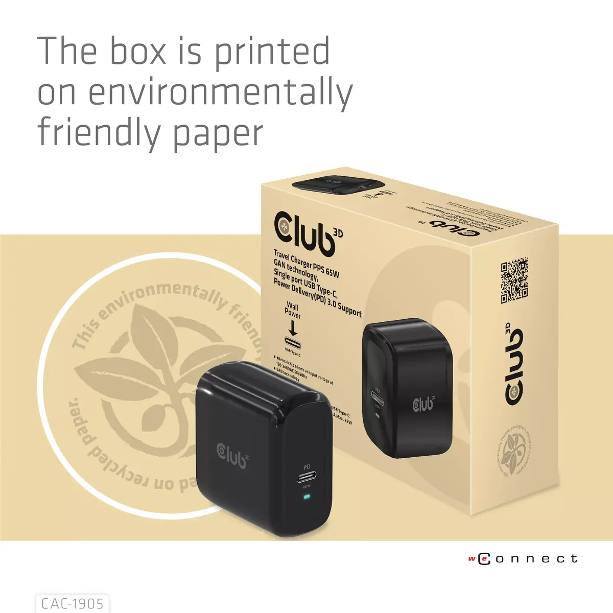 CLUB3D CAC-1905EU 65W GaN USB-C lādētājs Photo 9