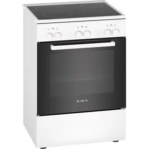 Freestanding cooker Bosch HKA090220 — electric ceramic hob 4 zones, oven 66 L, white, rotary controls