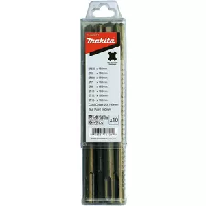 Makita D-44971 SDS+ Drill Bit and Chisel Set, 10 Pieces