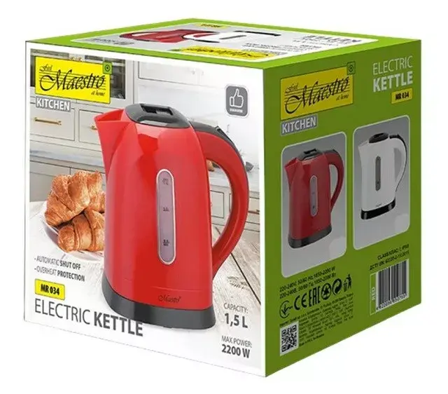 Elektriskā tējkanna MAESTRO 1,5L 2200W MR-034-RED Photo 3