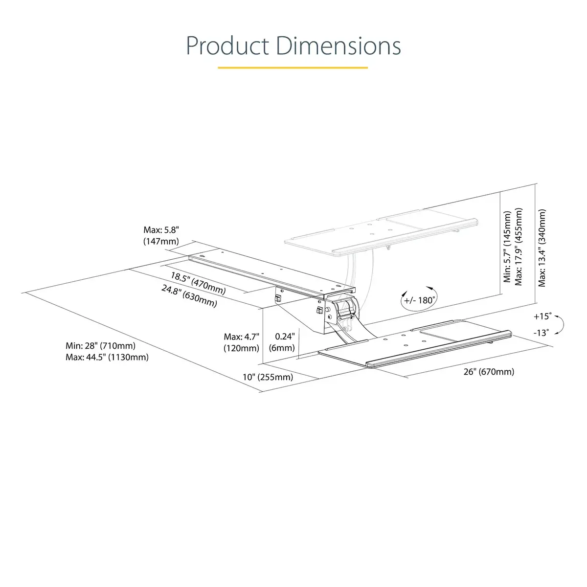 StarTech KBTRAYADJ2 Under Desk Keyboard Tray Photo 18