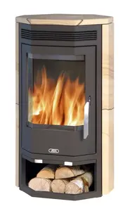 ABX BALTIK 6 BLACK METAL + SANDSTONE Fireplace Stove 6.5 kW