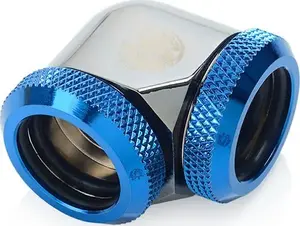 Bitspower Adapter 90° 16mm OD to 16mm OD Hardtube, black glossy/blue