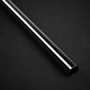Cieta vara caurule BitsPower 12 mm ārējais diametrs, bez noapaļojuma, 500 mm — melns spīdums
