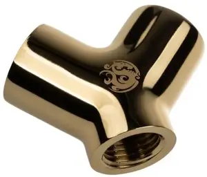 Adapter Y-Splitter 3x G1/4" Female for water cooling, BitsPower BP-YBU-TB, gold finish