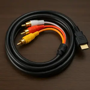 HDMI A (vīrietis) uz 3 RCA AV kabelis OMEGA RF-3RCA-HDMI, 1 m, melns