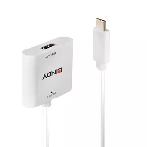 Lindy 43339 video kabeļu aksesuārs 0,1 m USB Veids-C HDMI Balts