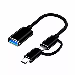 Riff 2in1 OTG Host Cable Type-C + Micro USB Male connector to USB 3.0 Type A Black 15.5cm Black (OEM)