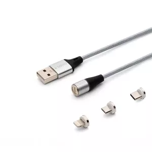 USB Cable Savio CL-156 2m USB A USB C/Micro-USB B/Lightning Silver