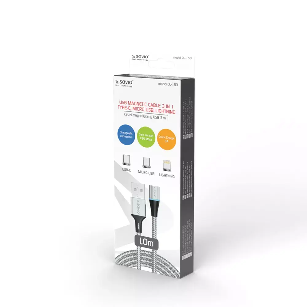 SAVIO CL-153 USB 2.0 kabelis 1 m Photo 2