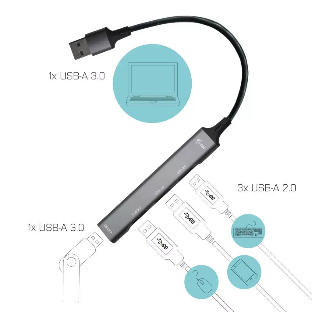 USB Hub i-tec Metal USB 3.0 HUB 1x USB 3.0 + 3x USB 2.0 Photo 2