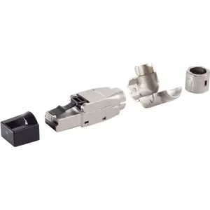 Network connector ShiverPeaks 08-45010 Cat 8.1 tool-less RJ45 modular plug, shielded, for Cat8.1 cabling