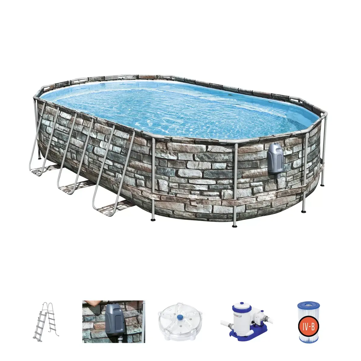 Framed Oval Pool Bestway Power Steel Comfort Jet 20'x12'x48" Photo 4