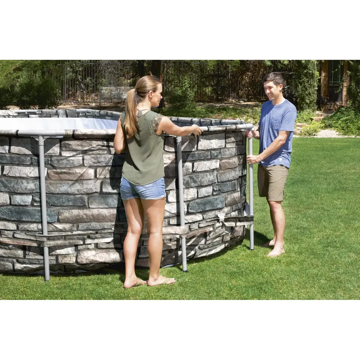 Framed Oval Pool Bestway Power Steel Comfort Jet 20'x12'x48" Photo 7