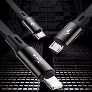 USB 3‑in‑1 Cable Baseus CAMLT-JH01 1.2 m — Black, USB-A to Lightning/USB-C/Micro‑USB