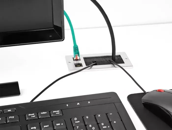 DeLOCK Кабельный ввод с щеткой и 2 x RJ45 Keystone модуль Photo 4