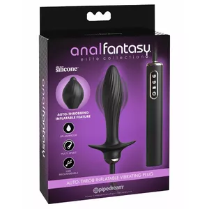 Anālais vibrators Anal Fantasy Elite Auto-Throb uzpūšamā silikona tapa — uzlādējamais, 13×7 cm, Ø 3–5,1 cm, 10 režīmi