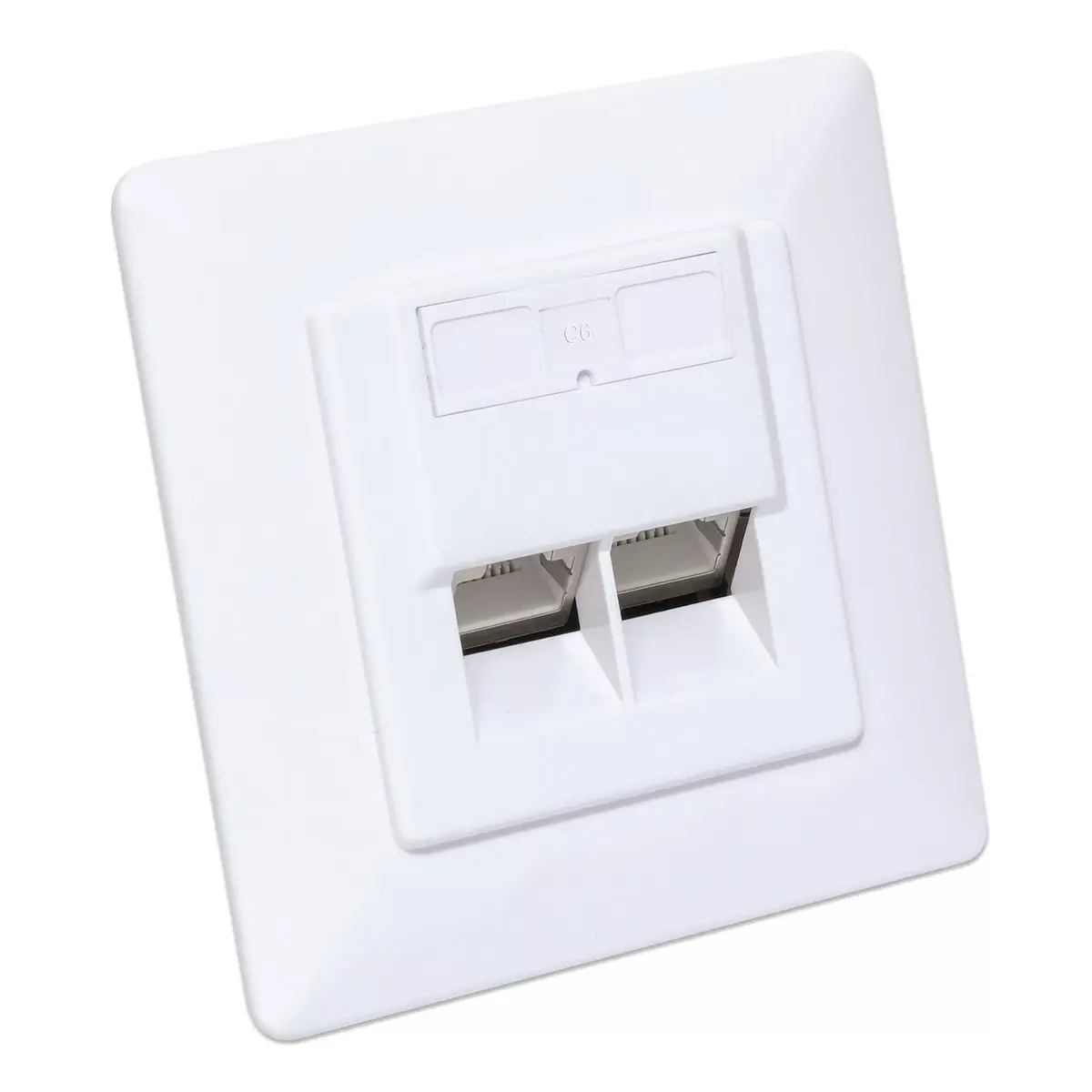 Intellinet 2-Port Cat6 10G Shielded RJ45 Wall Plate Photo 2