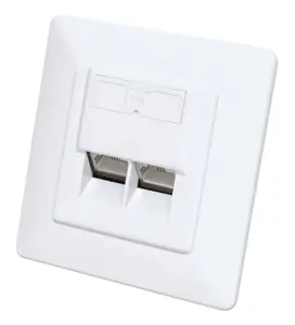 Intellinet 2-Port Cat6a 10G Shielded RJ45 Wall Plate Flush Mount with Faceplate STP Signal White RAL9003