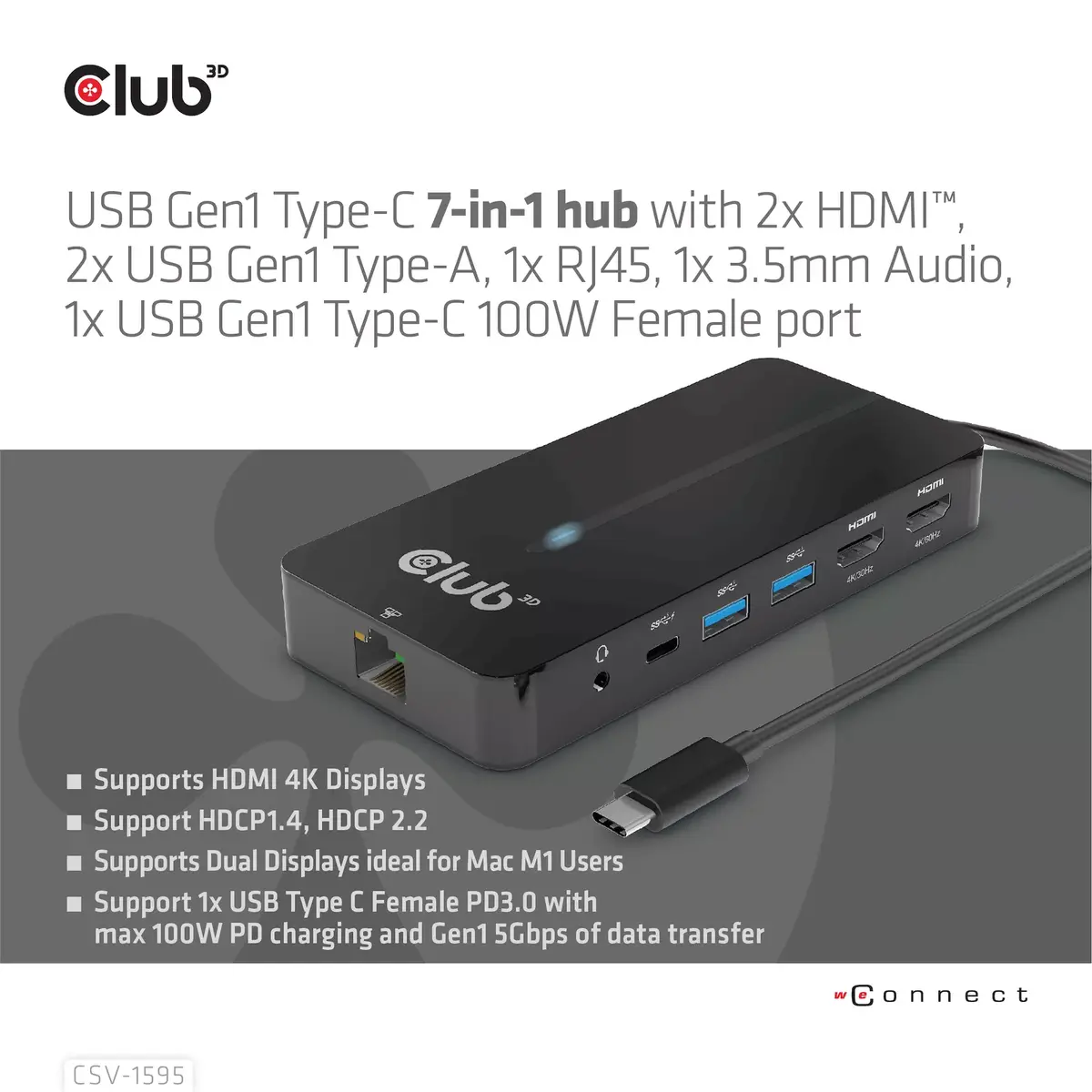 7-in-1 Hubs CLUB3D Type-C CSV-1595 Photo 4