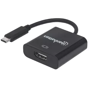 Переходник-кабель USB-C на HDMI MANHATTAN 151788 — 4K@30Hz, USB 3.2 Gen 1, 8 см, male–female, чёрный